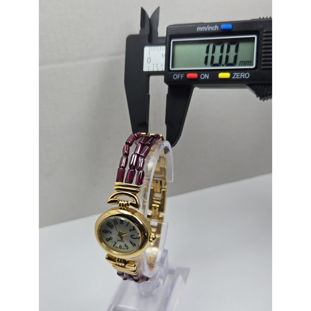Womens Vintage Avon Purple Beaded Gold Tone Watch Quartz Y2K Dainty New Battery - Picture 6 of 11